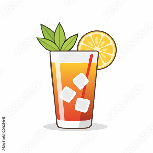Refreshing Orange and Red Cocktail with Ice and Garnish