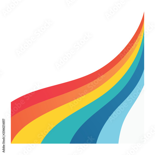 Abstract rainbow wave design element on white background