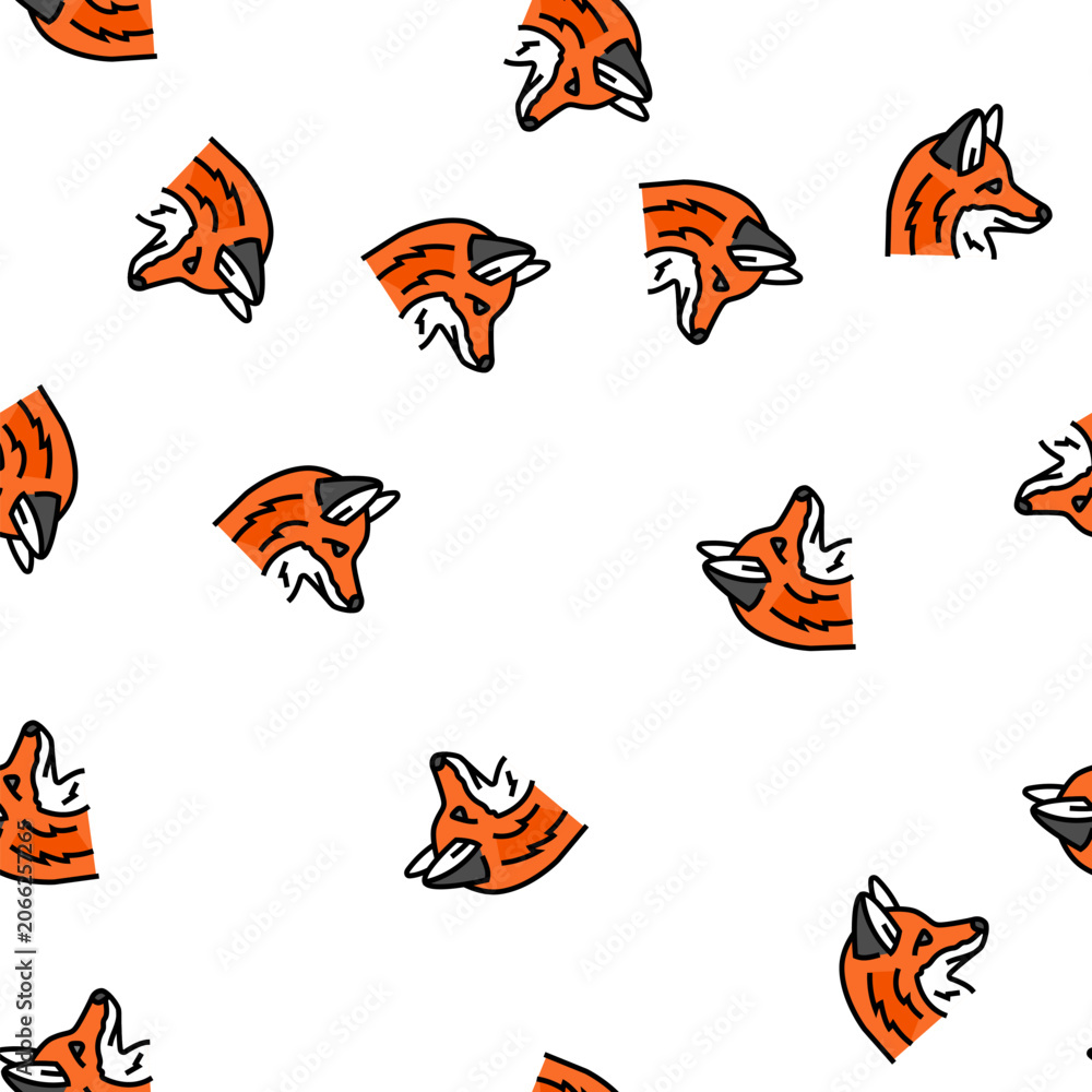 Obraz premium fox animal zoo vector seamless pattern fox animal zoo sign illustration