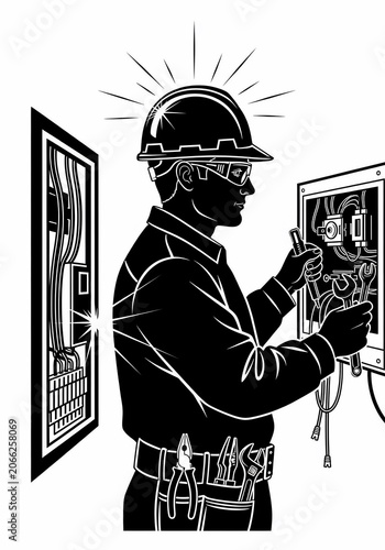 電線と向き合う職人の魂：大胆な線画の息吹