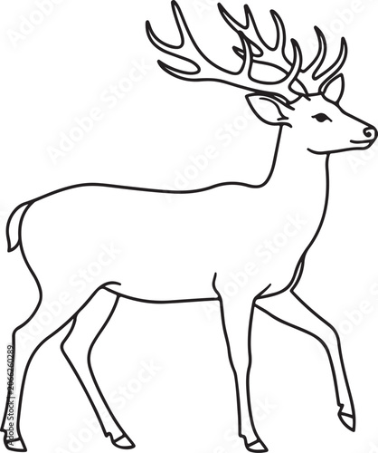 Elegant Stag Deer Line Art Vector Illustration
