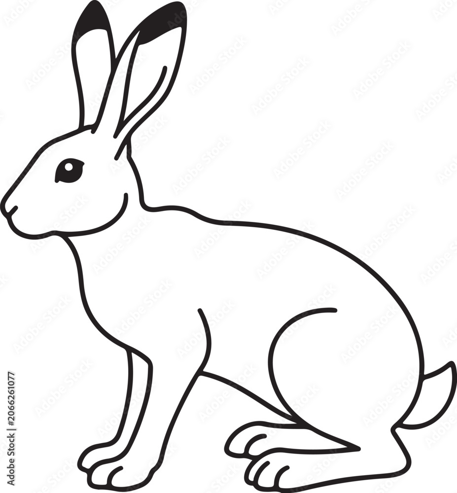 Fototapeta premium Simple Hare Rabbit Standing Side View Full Body Outline Vector