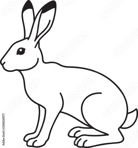 Simple Hare Rabbit Standing Side View Full Body Outline Vector