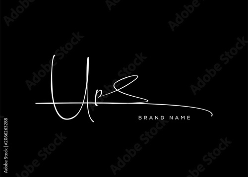 UP letter beauty cursive handwriting logo. vector logo| abstract logo| minimalist logo| brand identity| calligraphy design.