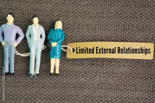 Obraz na plátne Miniature people and paper tags with the words Limited External Relationships