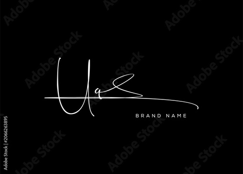 UQ letter beauty cursive handwriting logo. vector logo| abstract logo| minimalist logo| brand identity| calligraphy design.