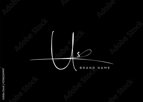 US letter beauty cursive handwriting logo. vector logo| abstract logo| minimalist logo| brand identity| calligraphy design.