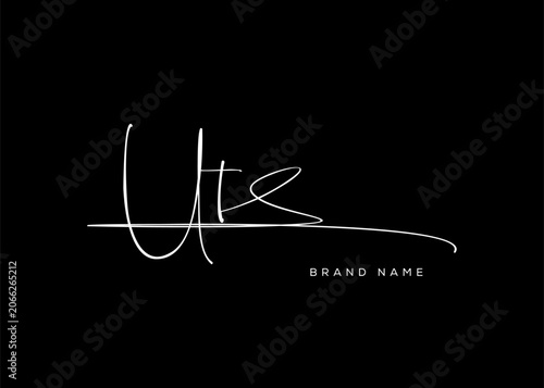 UT letter beauty cursive handwriting logo. vector logo| abstract logo| minimalist logo| brand identity| calligraphy design.