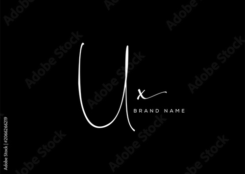 UX letter beauty cursive handwriting logo. vector logo| abstract logo| minimalist logo| brand identity| calligraphy design.
