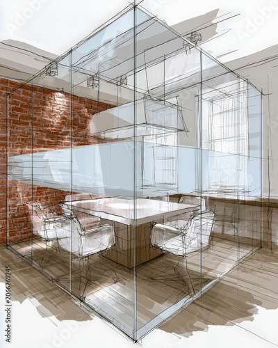 Transparent Glass Office Architectural Model Concept