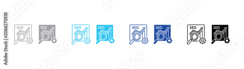 Foto Seo search engine optimization concept with magnifying glass gear icon and perfo
