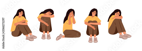 Canvastavla Set of Hopeless Person Feeling Sad and Depressed