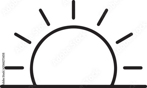 Partly Cloudy Weather Icon Sun Cloud Outline Vector Symbol