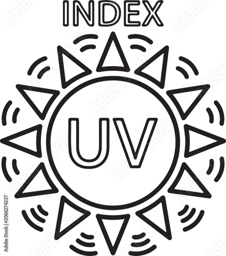 UV Index Symbol Icon Sun Outline Vector Weather Sign