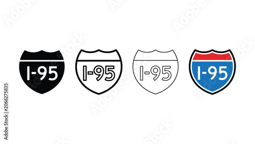 Tableau sur toile i95 highway sign vector icon set