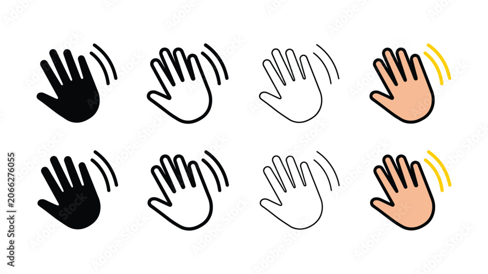 Fototapeta premium hand waving vector icon set
