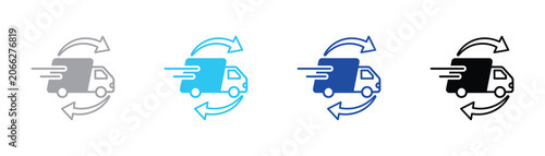 Bilde på lerret Logistics delivery truck icon with return arrows concept delivery logistics ship