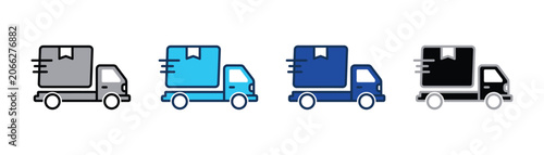 Cuadro en lienzo Delivery logistics truck carrying large cardboard parcel icon with delivery logi