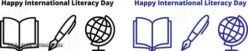 International literacy day icons and greeting