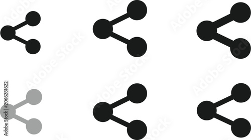 Photos Social media share icon set in varying sizes and opacities featuring network con