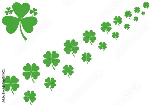 Green shamrock and four leaf clover icons