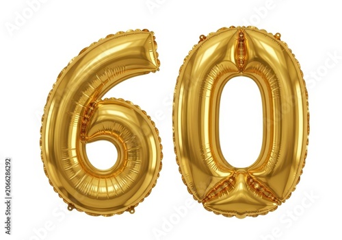 Golden number six balloon for birthday or party decoration