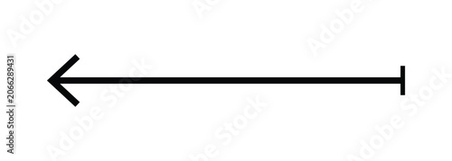 Fotografie Black arrow pointing left, line with arrowhead and short vertical line