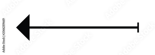 Obraz na plátně Black arrow pointing left, with line and perpendicular bar