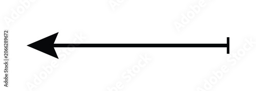Quadro su tela Black arrow pointing left, with line and perpendicular bar at end
