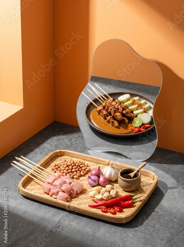 Fresh Chicken Satay Ingredients Ready
