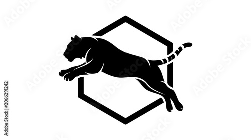 Black Panther Silhouette in Motion.