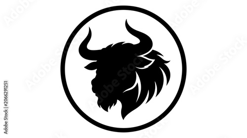 Black silhouette of a bison head.