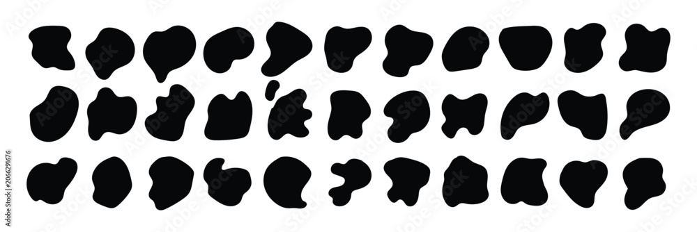 Fototapeta premium Abstract organic blob shapes hand drawn irregular vector design element isolated on transparent background