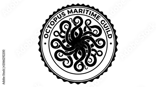 Octopus logo with tentacles design.