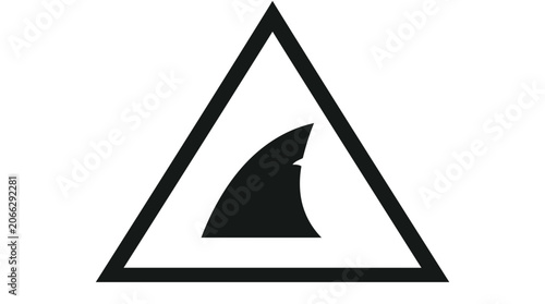 Shark Warning Sign Triangle Symbol.