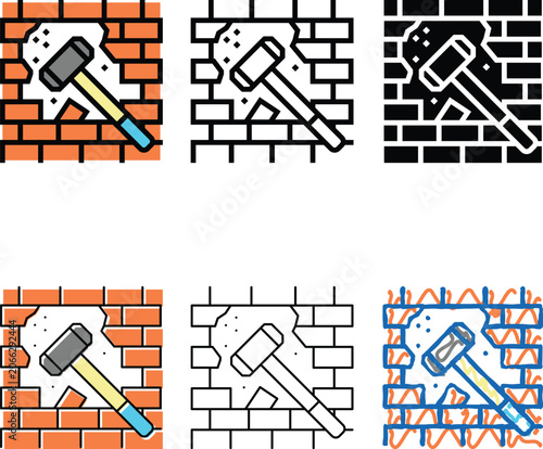 Canvas Print types dismantling wall color icon vector