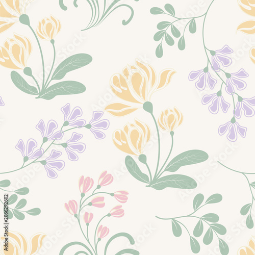 Canvastavla Dainty cottagecore wildflower seamless pattern vector