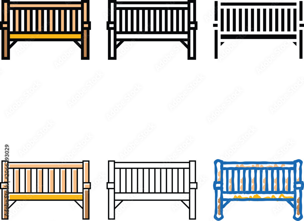 Obraz premium bench outdoor furniture simplified color icon vector. bench outdoor furniture sign. isolated symbol