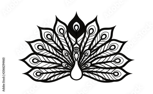Black and white peacock illustration design