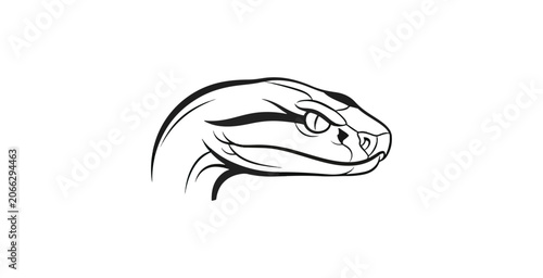Black and white snake head illustration