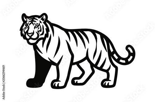 Black and white tiger silhouette graphic art