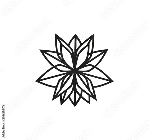 Black and white stylized flower graphic