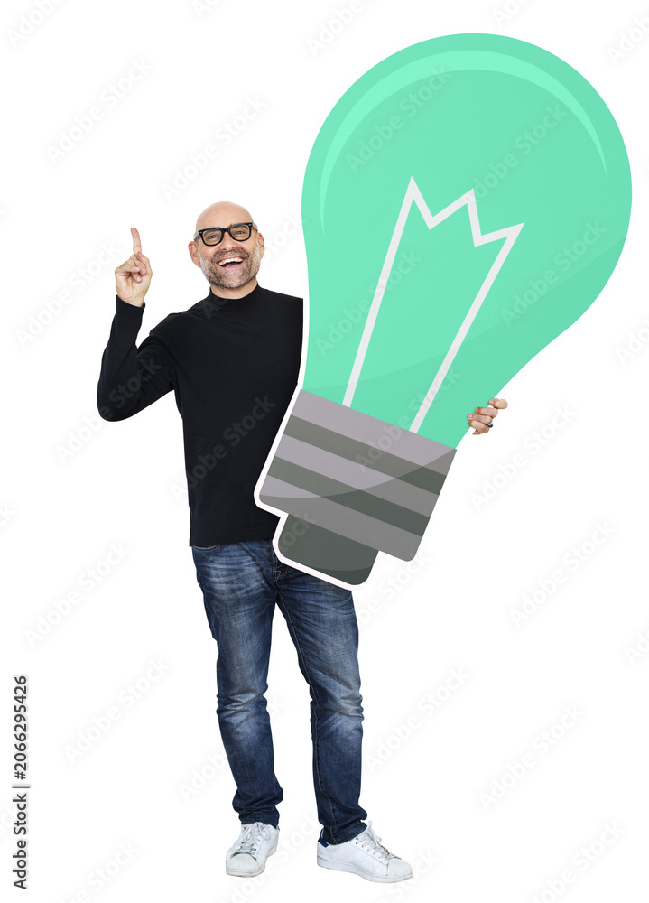 Obraz premium Creative designer png thinking up new ideas, transparent background