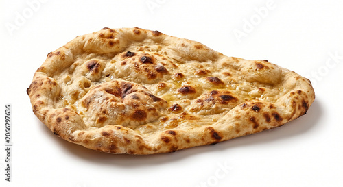 Traditional Indian Naan Bread Isolated on White Background