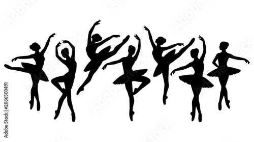 Foto Ballerinas Performing in Various Dance Poses with Elegant Silhouettes Featuring