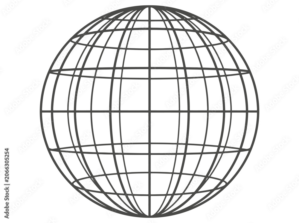 Obraz premium Minimalist globe wireframe graphic illustration on white background