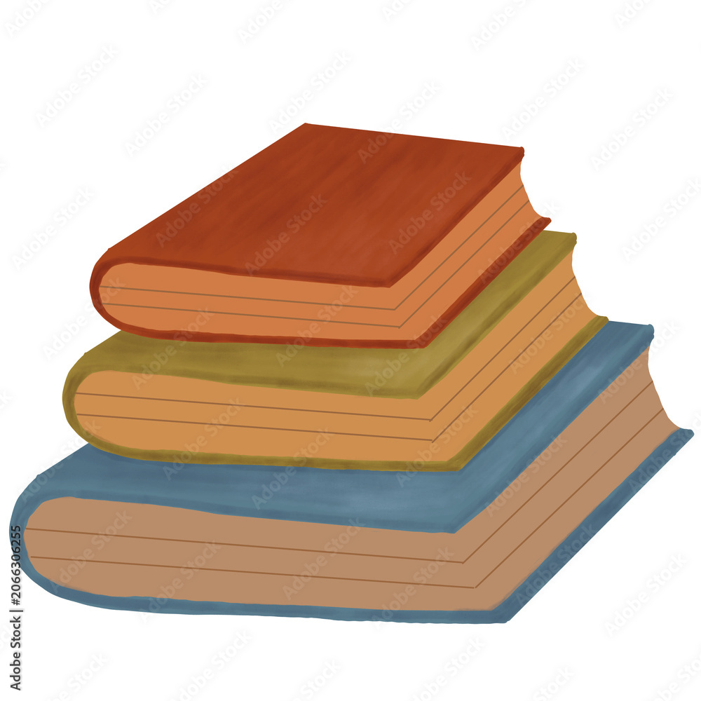 Fototapeta premium Cute Back to School Stack of Books Cartoon Illustration