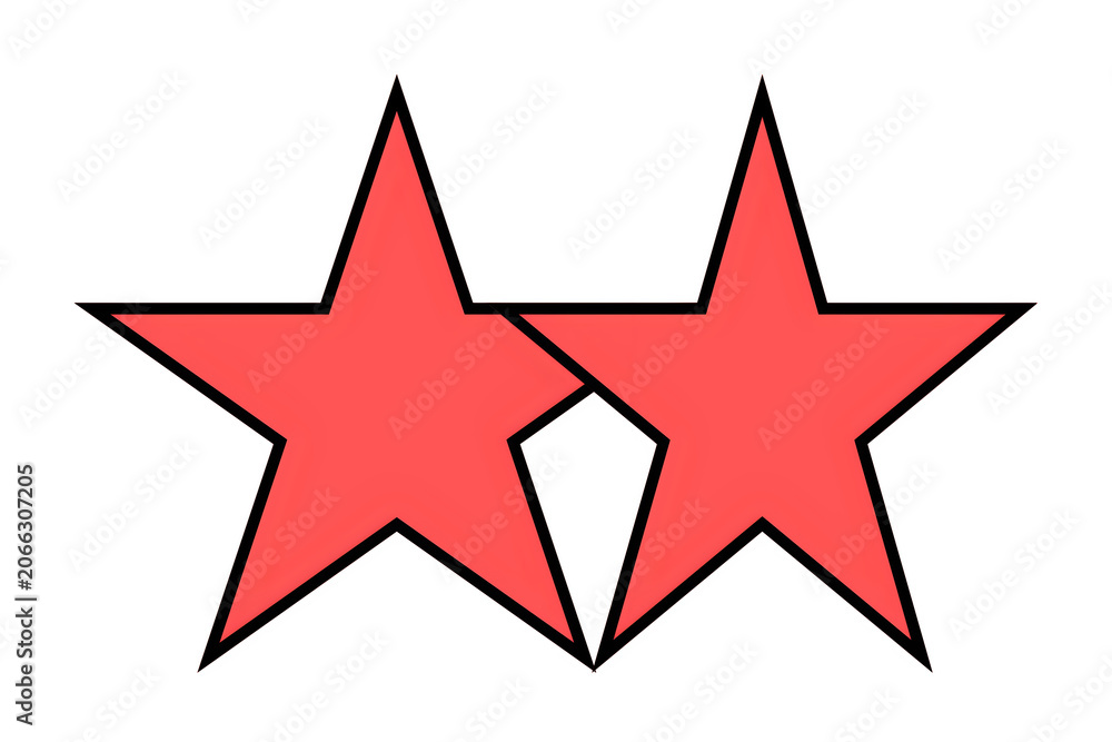 Fototapeta premium Pair of Overlapping Red Star Shapes Symbolizing Quality or Success