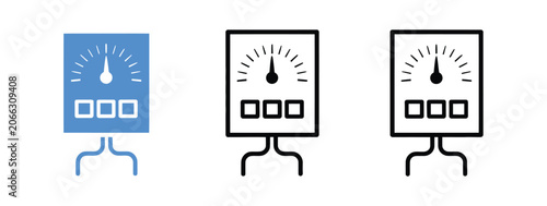 Fotografie Meter Sign Icon Set Featuring Smart Energy Consumption and Electric Voltmeter Sy