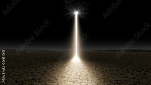 Dry cracked earth beam of light dark landscape drought concept ecological crisis desert surface dry river bed harsh shadow minimal scene environmental metaphor cracked ground dry soil barren land